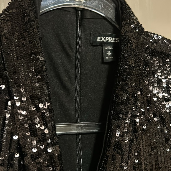 Express Women's Black Sequin Jumpsuit Size XS Petite Party V-Neck - Picture 7 of 10